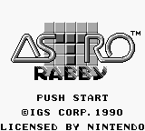 Astro Rabby title screen for GameBoy